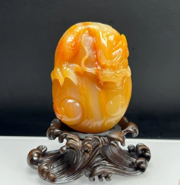 Ruihuangcui Natural Jade Stone, Yunnan Huanglongyu Premium Jewelry, 'Dragon Among Men' Handheld Ornament and Display Piece with Gift Certificate