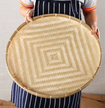 Bamboo Winnowing Basket, Drying Tray, Home Round Large Bamboo Plate, Traditional Farmhouse Bamboo Product, Basket and Sieve