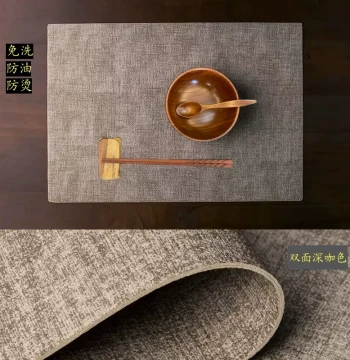 Linen Texture Leather Desk Mat Morandi Color Tablecloth Waterproof Light Luxury Tea Mat Placemat Bedside Table Coffee Table TV Cabinet