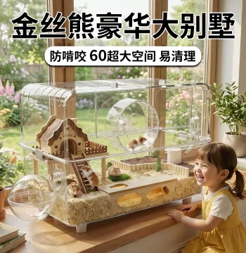 Luxury Large Villa Hamster Cage for Syrian Hamsters – 60cm Extra Large Affordable Acrylic Transparent New Pet Habitat