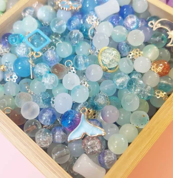 8-10mm Ice-Crackle Glass Beads Loose Beads for Bracelet DIY Accessories, Glass Beads for Bracelet and Necklace Decoration Materials