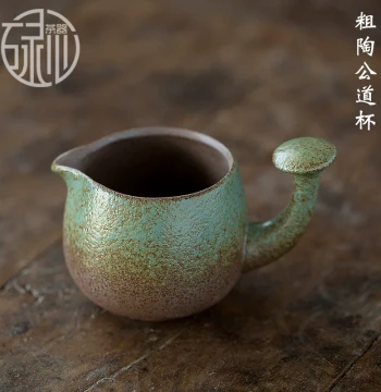 Luxin Chinese Style Coarse Pottery Fair Cup, Ceramic Tea Divider, Side-Handle Public Cup Set, Tea Sea Evenness Cup, Kung Fu Tea Set