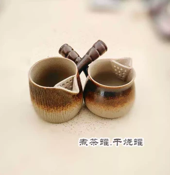 Gansu Clay Pot Tea Set - Dry-Heat Resistant Teapot with Side Handle, Fair Cup, and Sand Pot Heater for Brewing Tea