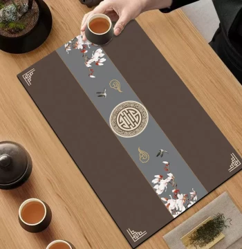 New Chinese Style Tea Mat - Diatomaceous Earth Absorbent Drainage Pad, Heat-Insulating Coaster for Tea Cups, Anti-Scald Desktop Mat, Cuttable