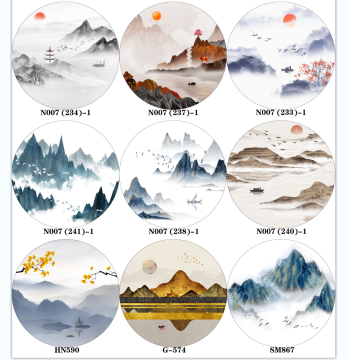 Custom Double-Sided Round Semi-Transparent Gauze Painting - Chinese Style Screen Fabric with Landscape Ink Wash Decor