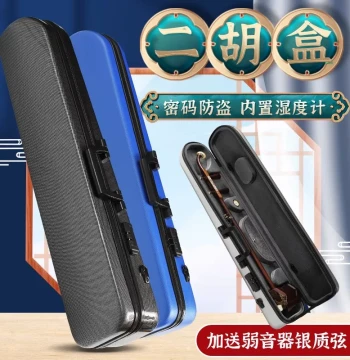 Professional Dual-Strap Erhu Case - ABS Resin Hard Shell with Anti-Theft Password Lock and Hygrometer