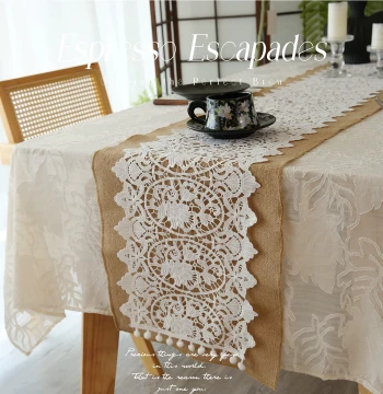French Vintage Lace Table Runner, Premium Long Dining Table Cloth, Antique Chest Cover, Tea Table Atmosphere Decor Fabric