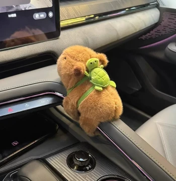 Capybara Car Interior Decoration Gear Shift Ornament Plush Toy Car Companion Center Console Figurine