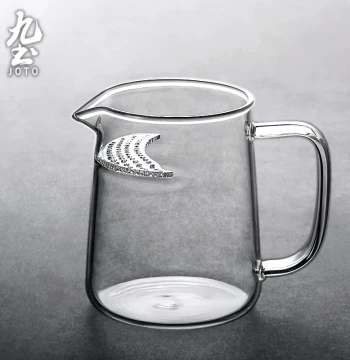 Jiutu Glass Fairness Cup Specialized for Brewing Green Tea Filtered Teacup Transparent High-End Tea Set with Crescent-Shaped Integrated Filter