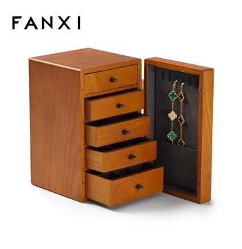 FANXI Solid Wood Jewelry Storage Chest with Magnetic Closure - Multi-Layer Organizer for Rings and Bracelets