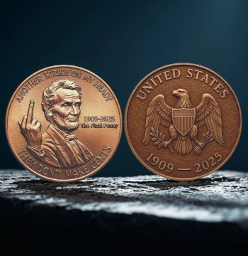 One Cent Coin Lincoln Memorial 1909-2025 Metal Relief