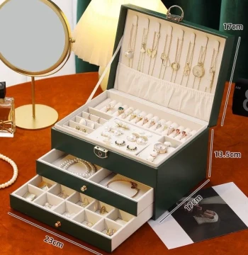 Multi-Layer Large Capacity Jewelry Box for Earrings, Studs, Rings, Necklaces, High-End Anti-Oxidation Storage Box for Hand Accessories