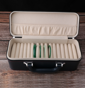 15-Slot Bracelet Storage Box for Jadeite Bangles, Large Capacity Portable Travel Case, Premium Jewelry Organizer