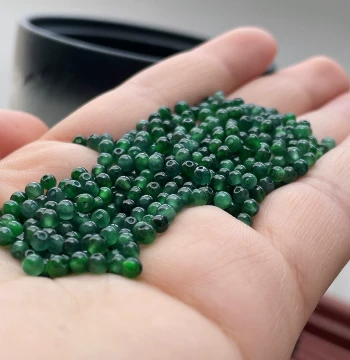 Grade A Natural Jadeite Loose Beads, Ice-Type Spinach Green Jade Beads for Bracelets, Necklaces, DIY Jewelry, Round Beads, Luck Beads