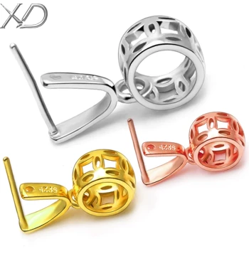 Men's and Women's Silver Clasp Accessories, S925 Silver Pendant Bail, Melon Seed Clasp for Jade, Gemstones, and Crystal Necklaces