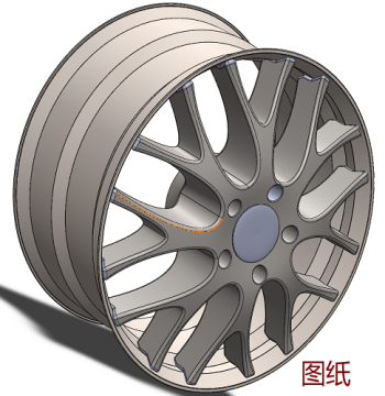 Car Sedan Wheel Rim 3D Geometric Digital Model, Solid Hub Entity, Editable Solidworks Drawings