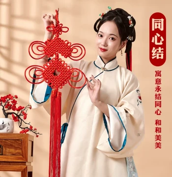 Peace and Auspicious Tongxin Chinese Knot Hanging Ornament - New Year Decoration for Entry Door and Living Room, Traditional Red Rope Woven Small Charm