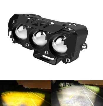 Motorcycle Modified Headlight Dual-Color High/Low Beam External Work Light Super Bright Auxiliary LED Spot Light