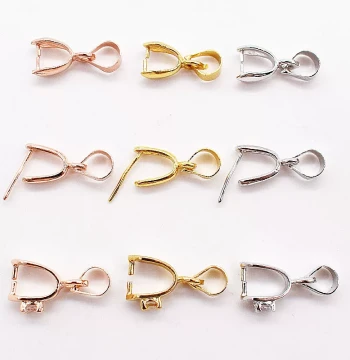 925 Silver Plated Clip Pendant Clasp Silver Card Clasp Jade Amber Beeswax Silver Necklace Clasp Head Long Pin Melon Seed Clasp Head