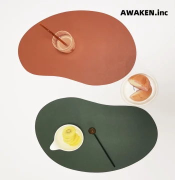 Nordic Style Placemat Premium Feel Waterproof Oil-Proof Table Mat Irregular Western Placemat Leather Modern Minimalist Double-Sided Heat-Resistant Pad