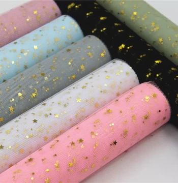 Hot Stamping Star and Moon Mesh Fresh Flower Bouquet Wrapping Paper Netting Rose Mesh Black Mesh White Mesh Floral Materials