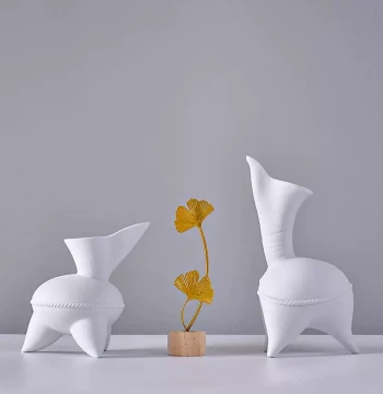 Modern White Porcelain Creative Ornament for Bookshelves, Tables, and Wine Cabinets; TAX Artistic Flower Vase for Hotels and Guesthouses