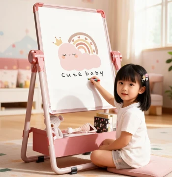 Children's Dust-Free Home Small Blackboard Double-Sided Drawing Board Magnetic Stand Writing Whiteboard Baby Erasable Graffiti Teaching