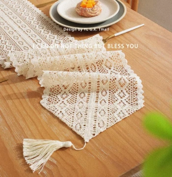 Table Runner Light Luxury High-End Modern American TV Cabinet Long Strip Coffee Table French Lace Hollow Five-Drawer Cabinet Cover Cloth Tablecloth