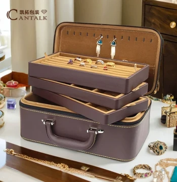 Premium Leather Multi-Function Portable Jewelry Box, Large Capacity Ring and Necklace Storage and Display Case