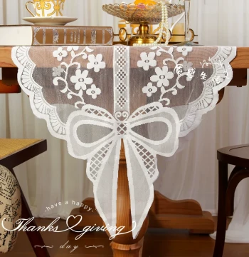 French-Style Bow Table Runner Cover Cloth Coffee Table Mat Retro Light Luxury High-End Refrigerator TV Cabinet Long Dust Cover