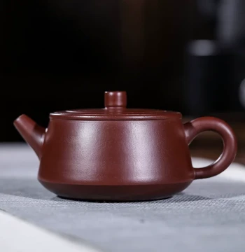 Yixing Purple Clay Teapot Raw Ore Purple Zhu Mud Column Zhuo Pot Household Kung Fu Tea Brewing Snap-fit Pot Handmade Pot 220ml