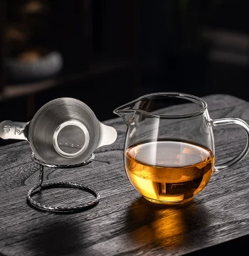 Tea Set Small Green Citrus Sharing Cup, Fair Cup, Heat-Resistant Thickened High Borosilicate Glass Public Cup, Tea Strainer, Teapot Filter