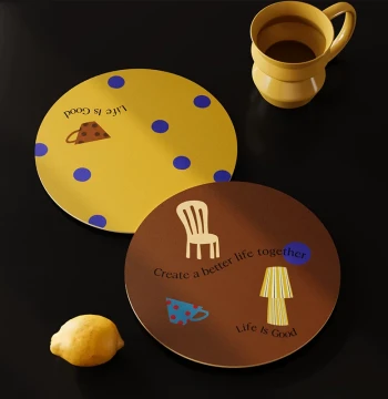 Afternoon Tea Premium Vintage Mix-and-Match Table Mats, Cup Coasters, Bowl Pads, Leather Heat-Resistant Easy-Clean Round Surface Protectors