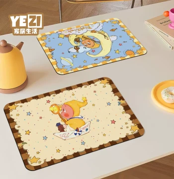 New Star Person Leather Silicone Placemat, Oil-Proof Waterproof Heat-Insulating Pad, Foldable Dining Home Table Protector