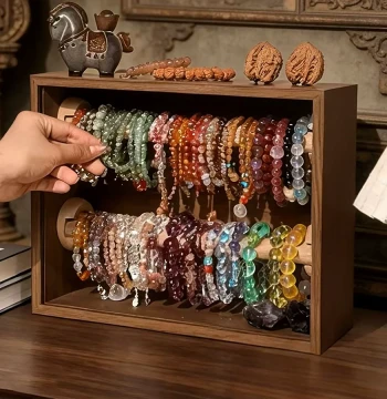 Specialized Storage Box for Bracelets: Dust-Proof Display Rack for Wenwan Crystal Beads and Hand Jewelry