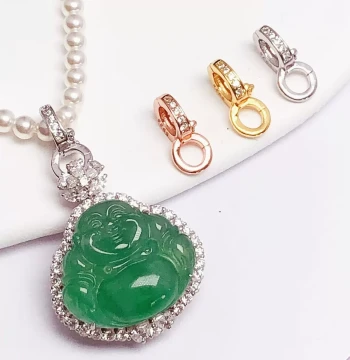 S925 Sterling Silver Plated 18K Gold Color Double-Ring Double-Open Versatile Clasp for Jadeite and Pearl Necklace Pendants