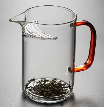 Tea-Water Separation Fairness Cup with Tea Strainer, All-in-One Brewing Pot, Crescent Moon Filter for Green Tea, Household Mesh Tea Filter for Drinking