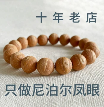 Nepalese Rudraksha Prayer Beads Bracelet, Red and Yellow Skin Hand-Held Bodhi Seeds
