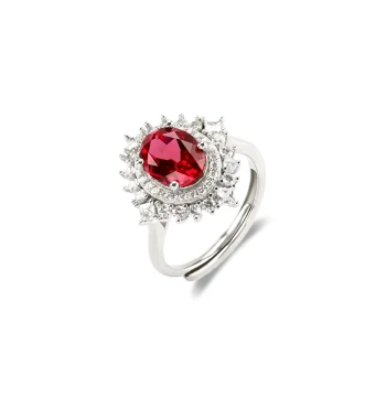 Celebrity Liu Yifei Style 'Love' Collection: Authentic Natural Colored Gemstone Ruby Pendant, Earrings, and Ring Set for Women