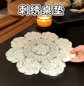 Embroidered Placemats: Absorbent and Heat-Insulating Table Mats for Coffee Machines, Teacups, and Vase Bases, Premium Fabric Dining Mats and Small Table Pads
