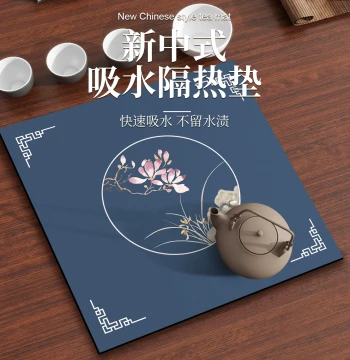 Square New Chinese Style Placemats and Table Mats - Heat-Resistant, Water-Absorbing Diatom Mud Tea Coasters and Tea Ceremony Mats