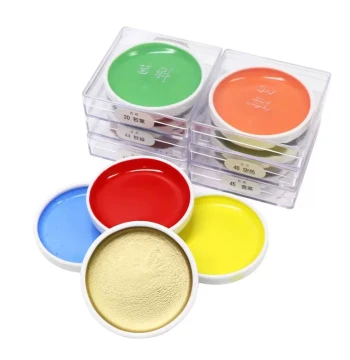 Japanese Kichiro Watercolor Paints in Iron Bowls, Single Tube Chinese Painting Pigments, Ink Wash Painting Round Porcelain Dishes, Solid Watercolors for Gongbi Painting