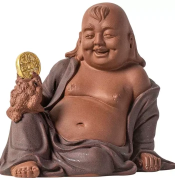 Liu Hai Playing with the Money Toad Ceramic Craft Ornament, Chinese Style Home Living Room Entrance Tabletop Decoration, Company Opening Gift