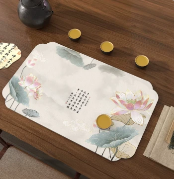 Chinese Style Tea Mat Tea Table Cloth Cup Mat Quick-Drying Absorbent National Style Zen Dry Brewing Tea Station Mat Water Draining Absorbent Pad