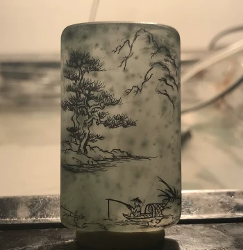 'Solo Fishing in Cold River Snow' Pendant Design Reference - Custom Jadeite Carving Services Available at Zuisi Yu