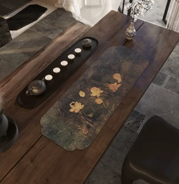 New Chinese Style Zen Tea Mat Waterproof Tea Ceremony Runner, Specialized Tea Table Pad, Small Tea Station Absorbent Coaster