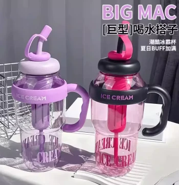 New High-Capacity Summer Plastic Cup - Stylish Ice Master Cup with Straw, Lucky Belly Design