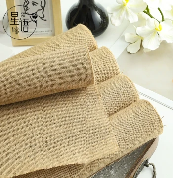 Xingyu Colored Linen Natural Unbleached Linen Coarse Linen Roll Flax Fabric Fresh Bouquet Packaging Material Floral DIY for Flower Shops