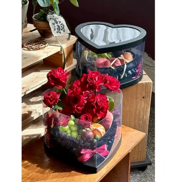 Dingfeng Valentine's Day Heart-Shaped Gift Box Transparent Rose Surprise Gift Box Fruit Packaging Box Gift Box