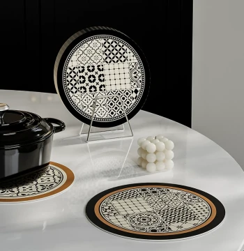 Palermo Light Luxury Round Absorbent Placemat, Heat-Resistant Pot Mat, Bowl Mat, Cup Mat, Premium Home Dining Table Insulation Pad